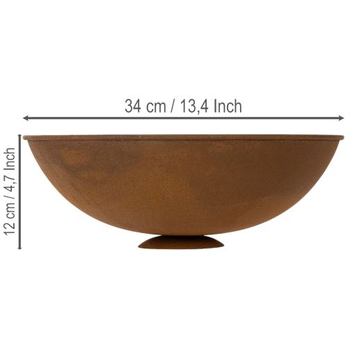 Artikel Decoratieve metalen schaal, roestkleurig, vintage decor, Ø34cm H12cm