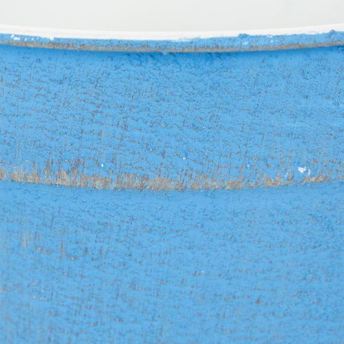 Artikel Decoratieve schaal/plantenbak, blauw metaal, shabby chic decoratie, Ø17cm, H8.5cm