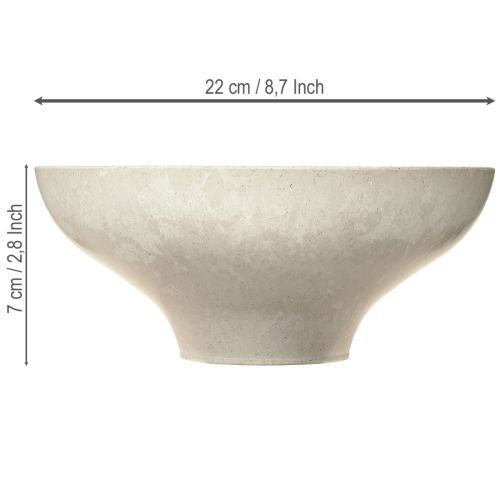 Floristik24 Decoratieve schaal met voet kunststof kom rond crème Ø19cm H8cm