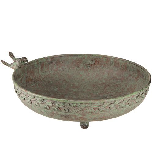 Floristik24 Decoratieve schaal met vogels Metalen schaal Antiek Groen Bruin Ø30cm