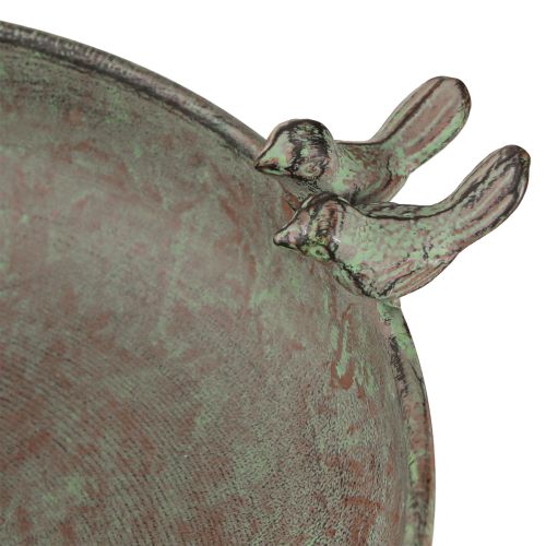 Artikel Decoratieve schaal met vogels Metalen schaal Antiek Groen Bruin Ø30cm
