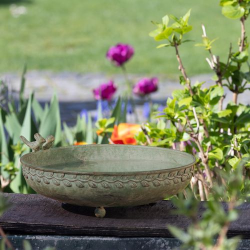 Artikel Decoratieve schaal met vogels Metalen schaal Antiek Groen Bruin Ø30cm