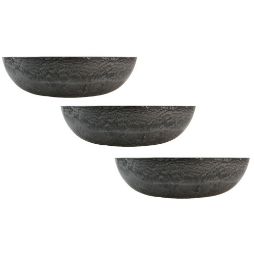 Artikel Decoratieve schaal rond plantenbakken grijs Ø37cm H10.5cm 3st