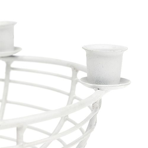 Floristik24 Decoratieve kom met 4 boomkaarsenhouders wit Ø14cm