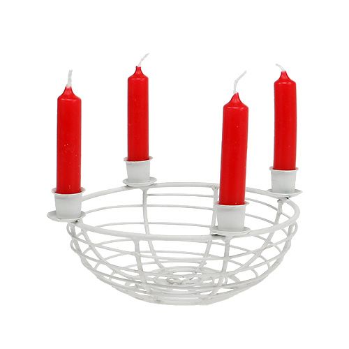 Floristik24 Decoratieve kom met 4 boomkaarsenhouders wit Ø14cm