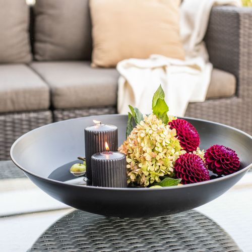 Floristik24 Decoratieve metalen schaal zwart ronde metalen schaal met voet Ø50cm