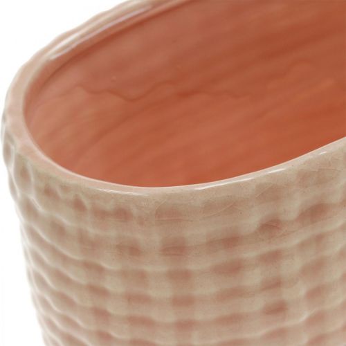 Floristik24 Decoratieve schaal, plantschip, bloembak, keramiek decoratiemand patroon L21cm