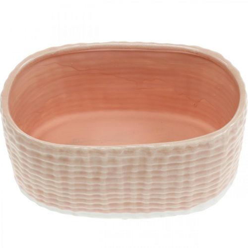 Floristik24 Decoratieve schaal, plantschip, bloembak, keramiek decoratiemand patroon L21cm