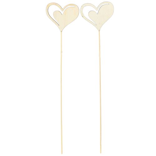 Artikel Decoratieve plug harten rood wit houten decoratie 7,5×6,5cm 12 st