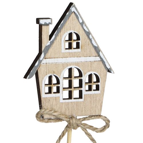 Artikel Sierpluggen Kerstversiering huisjes hout 4,5x5cm 12 st