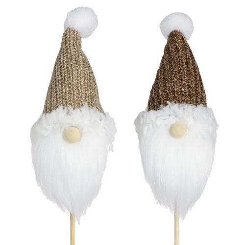 Artikel Decoratieve plug kabouter Kerst wit bruin 4x11cm 4 st