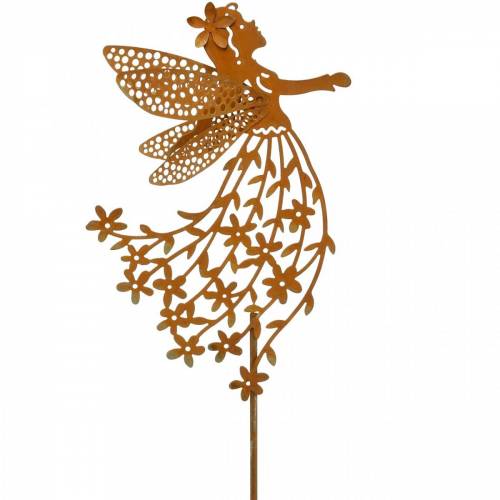 Floristik24 Decoratieve plug bloem elf, veer, metalen decoratie, fee op een stokje, patina