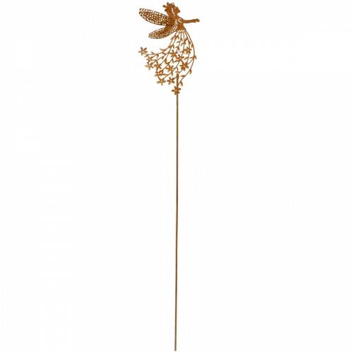 Floristik24 Decoratieve plug bloem elf, veer, metalen decoratie, fee op een stokje, patina