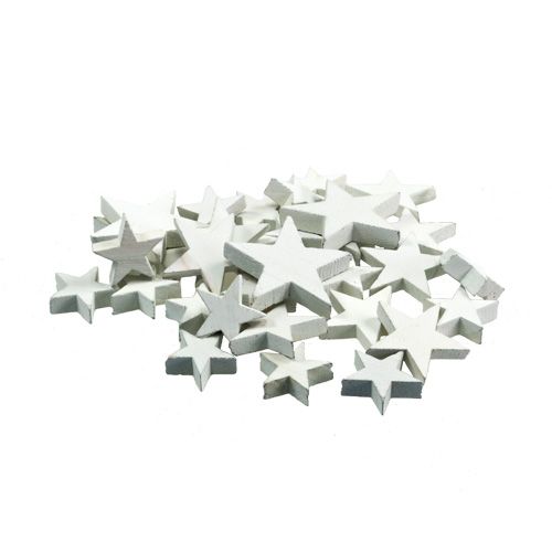 Floristik24 Houten sterren, kerstdecoratie, bruiloft, advent wit Ø3–5cm 72 st