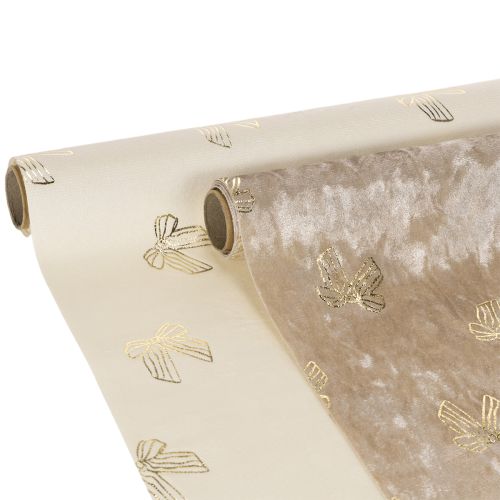 Tafelloper, decoratieve stof, met patroon, brede strikken, 35x120cm, 2 stuks kopen | Floristik24.nl