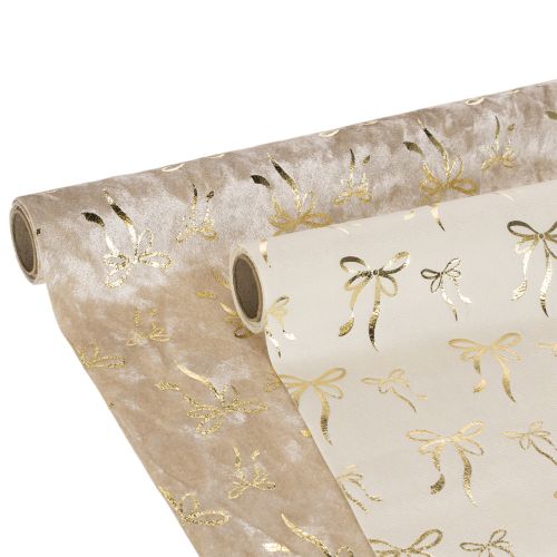 Tafelloper, decoratieve stof met smalle strikken, op rol, 120x35cm, 2 stuks kopen | Floristik24.nl