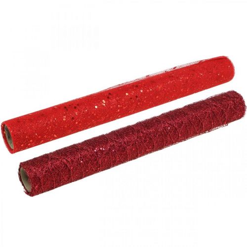 Artikel Kerst Deco Stof Polyester Rood x 2 assorti 35x200cm