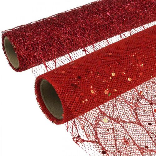 Kerst Deco Stof Polyester Rood x 2 assorti 35x200cm