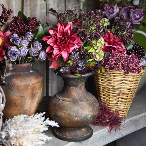 Floristik24 Decoratief kunstboeket met dahlia en bessen lila 45cm