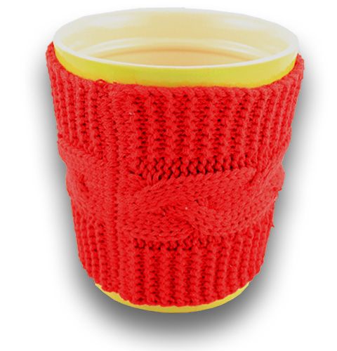 Floristik24 Decoratieve gebreide buis 15 x 13cm rood 2st