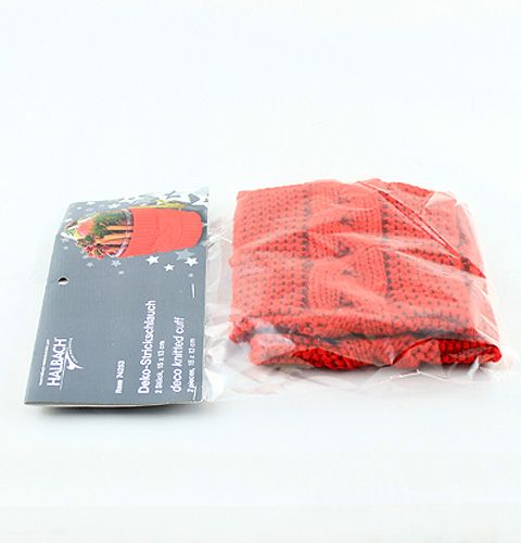 Floristik24 Decoratieve gebreide buis 15 x 13cm rood 2st