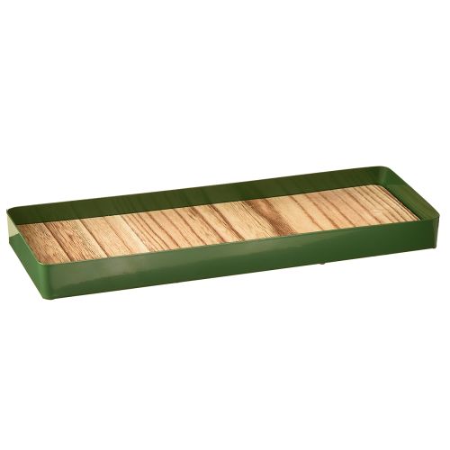 Decoratief dienblad metaal hout metaal dienblad groen 35,5×11×3cm 2 stuks