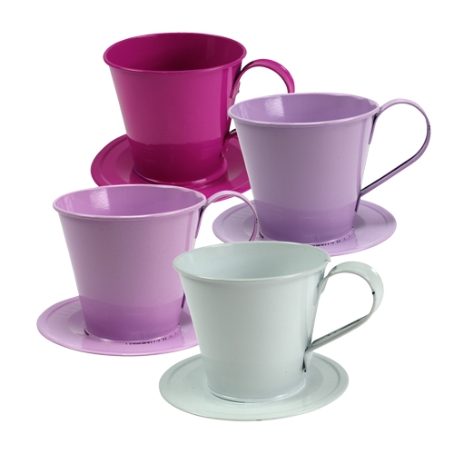 Floristik24 Decoratieve beker met geassorteerde plaat Ø12cm H10cm 8st.