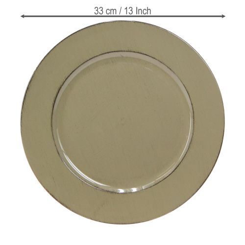 Artikel Decoratief bord groen kunststof bord vintage mosgroen bruin Ø33cm