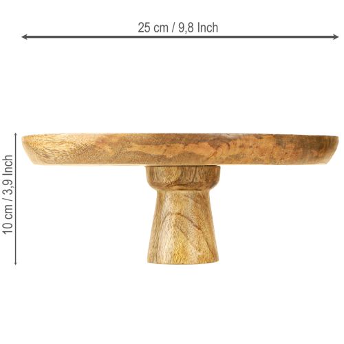 Artikel Decoratief bord hout met voet taartstandaard optiek natuurlijk Ø25cm