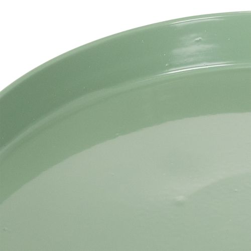 Decoratieve metalen schaal, groen, ronde voet, schaal voor bloemstukken, 20 cm | Floristik24.nl
