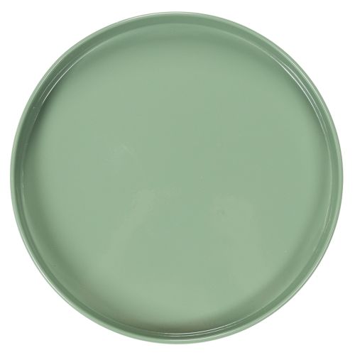 Decoratieve metalen schaal, groen, ronde voet, schaal voor bloemstukken, 20 cm | Floristik24.nl