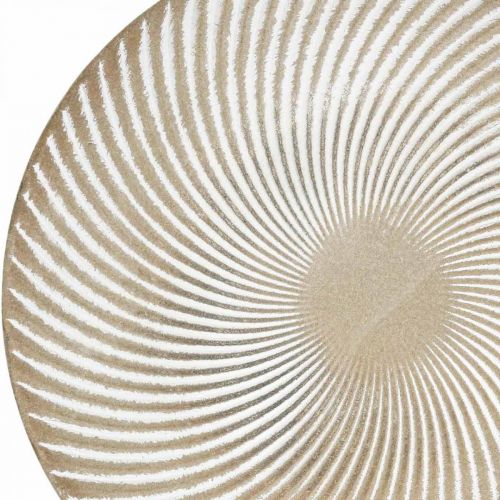 Floristik24 Sierbord rond wit bruin groeven tafeldecoratie Ø30cm H3cm