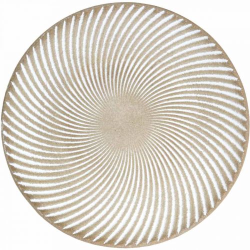 Artikel Decoratief bord rond wit bruin groeven tafeldecoratie Ø35cm H3cm