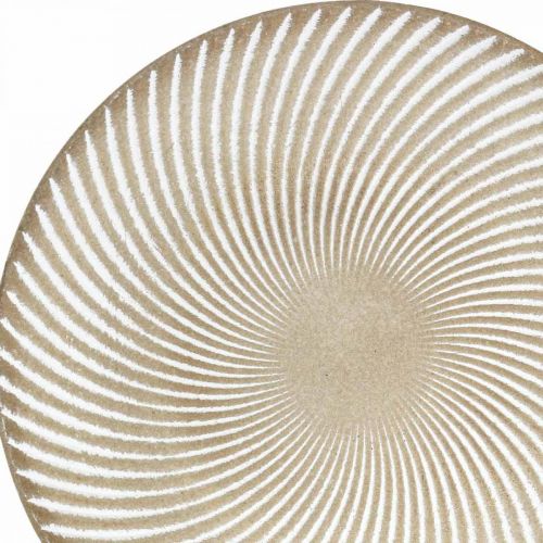Artikel Decoratief bord rond wit bruin groeven tafeldecoratie Ø35cm H3cm