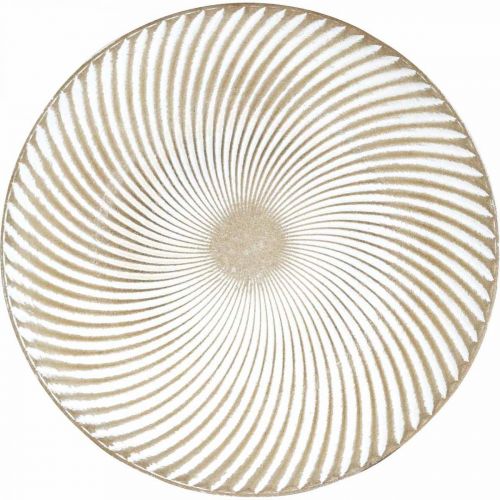 Artikel Decoratief bord rond wit bruin groeven tafeldecoratie Ø40cm H4cm