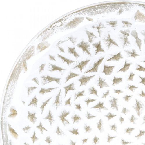 Floristik24 Decoratief bord wit rond bruin structuur vintage tafeldecoratie Ø39cm