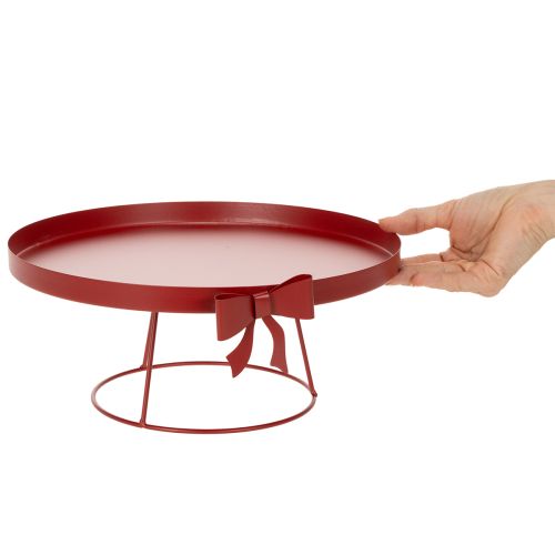 Decoratief dienblad op een voetstuk met metalen strik, 30 cm, 2-delige set | Floristik24.nl