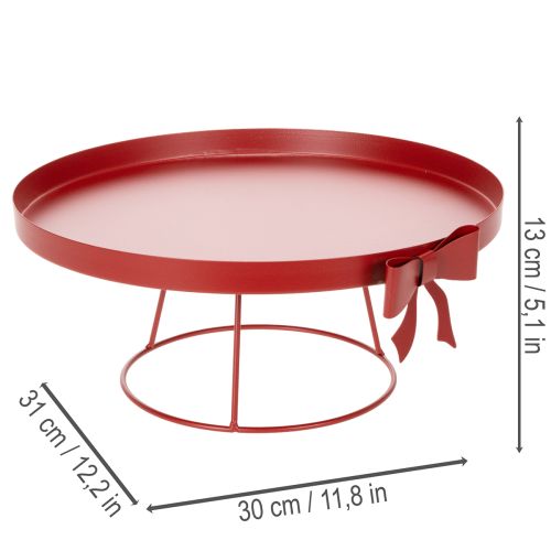 Decoratief dienblad op een voetstuk met metalen strik, 30 cm, 2-delige set | Floristik24.nl