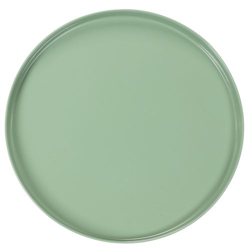 Ronde groene decoratieve schaal op een standaard voor tafeldecoratie, 30 cm | Floristik24.nl