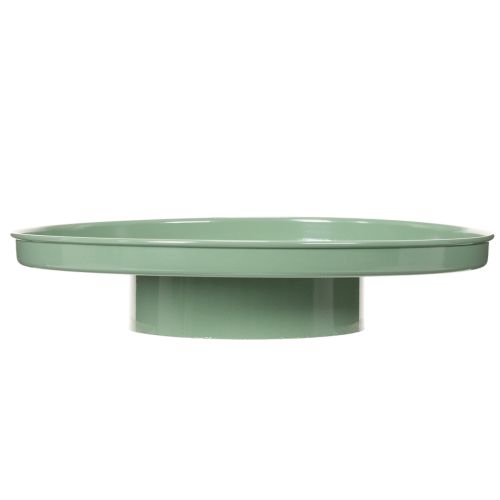 Ronde groene decoratieve schaal op een standaard voor tafeldecoratie, 30 cm | Floristik24.nl
