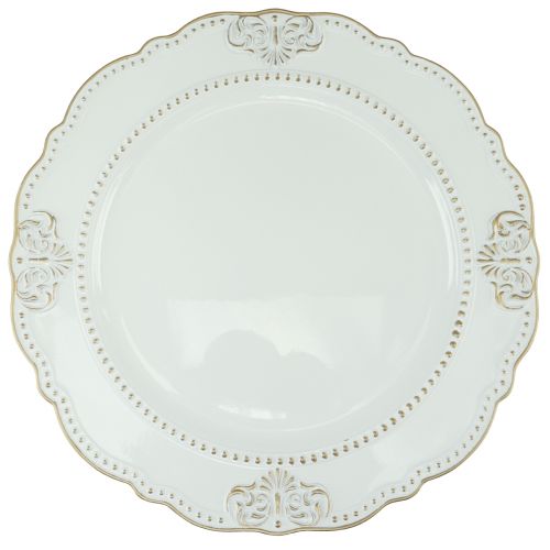 Artikel Decoratief bord rond kunststof antiek bord wit goud Ø33cm