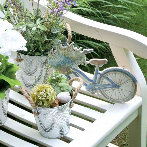 Floristik24 Decoratieve metalen pot, plantenpot met bloemmotief, metalen pot voor opplant Ø20,5cm