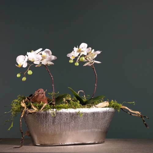 Floristik24 Sierpot ovaal zilver 40cm x 13cm H13cm