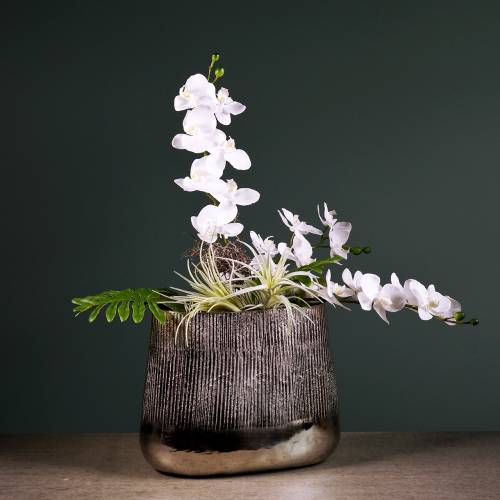 Floristik24 Decoratieve pot ovaal zilver 35cm x 19cm H29cm