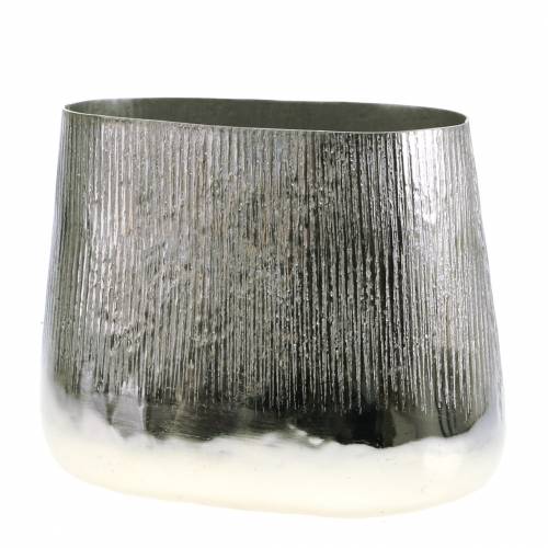 Floristik24 Decoratieve pot ovaal zilver 35cm x 19cm H29cm