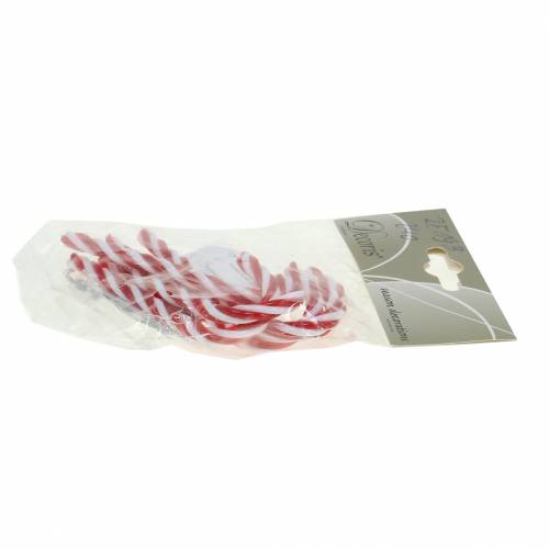 Floristik24 Decoratief zuurstok rood / wit 9cm 6st