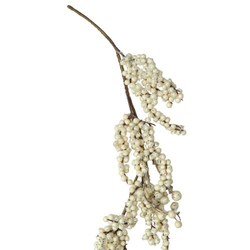 Decoratieve tak sneeuwbessen winterkrans crème 130cm