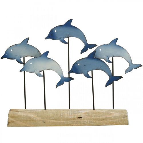 Artikel Dolfijnen om in te stellen, zeedecoratie, maritieme metalen decoratie H24.5cm L32.5cm