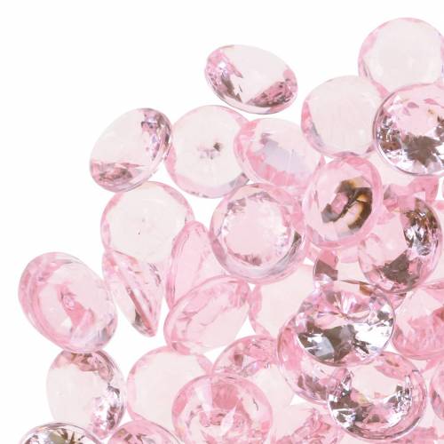 Floristik24 Sierstenen diamant acryl lichtroze Ø1.2cm 175g voor verjaardagsdecoratie