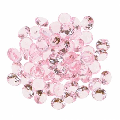 Floristik24 Sierstenen diamant acryl lichtroze Ø1.2cm 175g voor verjaardagsdecoratie